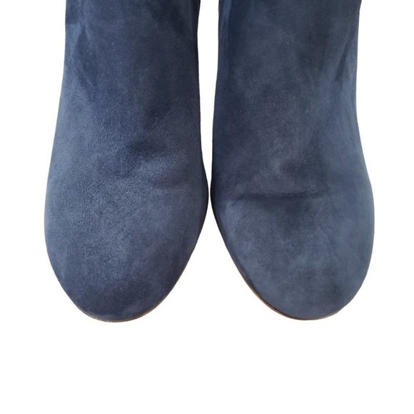 Manfield dark blue nubuck leather heeled ankle boots - Picture 12 of 12